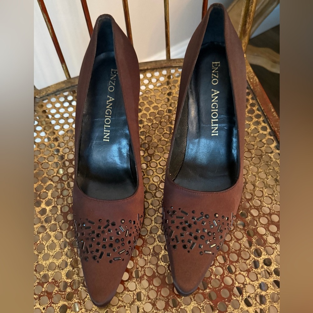 Enzo Angiolini Brown Embellished Heels